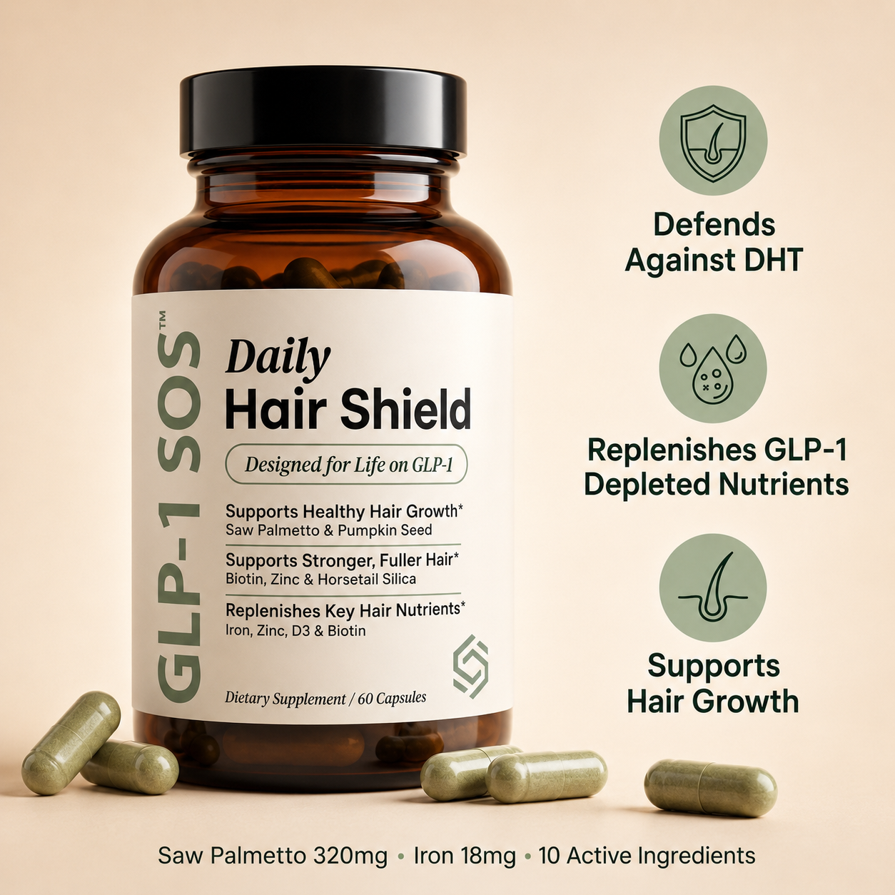 GLP-1 SOS™ Hair Shield — Keep the Weight Loss AND Your Hair | 3-in-1 Defense for the GLP-1 Shed